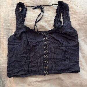 Free People Black Hook Detail Crop Top